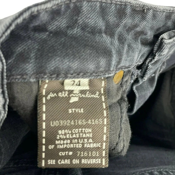 7 For All Mankind Jeans Women's Sz 24 Black Denim Carolyn Skinny Cropped Raw Hem - Picture 11 of 12